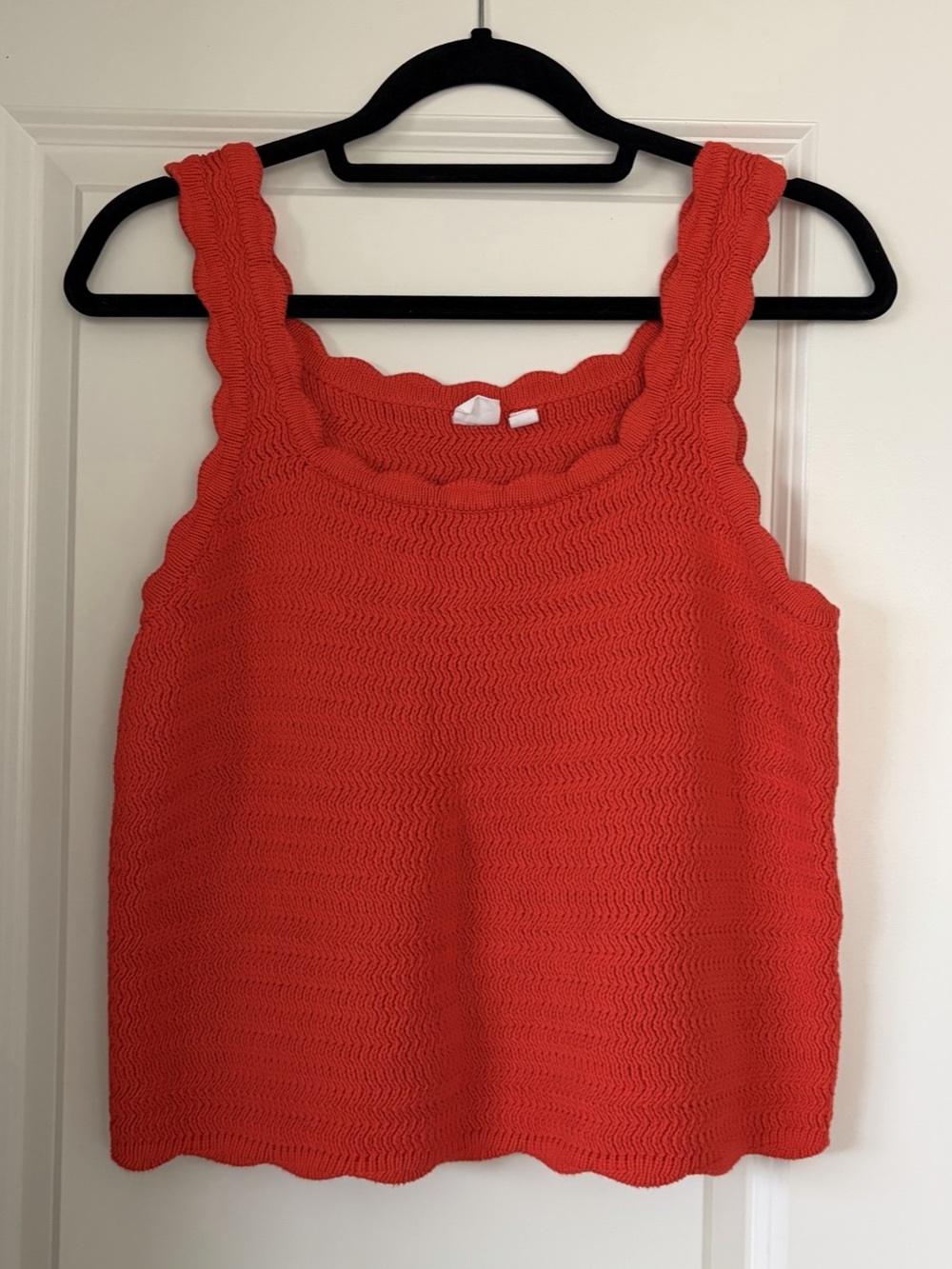 GAP 100% Cotton Textured Knit Tank Top in Orange-Red Size Medium
